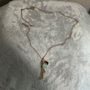 Gold long chain with charms